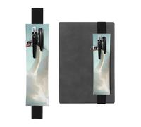 WZYWHJ Black Beautiful swan Pattern Leather Pen Holder Bookmark - Elastic Clip for Notebooks & Journals with Adjustable Strap, Holds 2-3 Pens