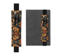 WZYWHJ Black Bohemian Elephant Pattern Prints Leather Pen Holder Bookmark - Elastic Clip for Notebooks & Journals with Adjustable Strap, Holds 2-3 Pens
