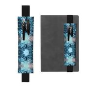 WZYWHJ Black Botanical Gardens Prints Leather Pen Holder Bookmark - Elastic Clip for Notebooks & Journals with Adjustable Strap, Holds 2-3 Pens