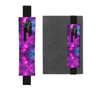 WZYWHJ Black Broken Ground Prints Leather Pen Holder Bookmark - Elastic Clip for Notebooks & Journals with Adjustable Strap, Holds 2-3 Pens