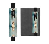 WZYWHJ Black Cake Battle Cat Prints Leather Pen Holder Bookmark - Elastic Clip for Notebooks & Journals with Adjustable Strap, Holds 2-3 Pens