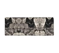 WZYWHJ Black cat silhouette printing Extra large rubber keyboard pad, thickened anti slip Office desk cushion