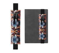 WZYWHJ Black Double Dragon Battle Picture Leather Pen Holder Bookmark - Elastic Clip for Notebooks & Journals with Adjustable Strap, Holds 2-3 Pens