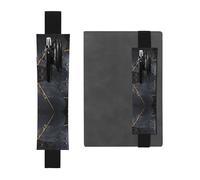 WZYWHJ Black Enchanted Plant Leaves Prints Leather Pen Holder Bookmark - Elastic Clip for Notebooks & Journals with Adjustable Strap, Holds 2-3 Pens