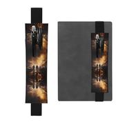 WZYWHJ Black Firefighters Fighting Fires Prints Leather Pen Holder Bookmark - Elastic Clip for Notebooks & Journals with Adjustable Strap, Holds 2-3 Pens