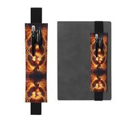 WZYWHJ Black Flying Phoenix Prints Leather Pen Holder Bookmark - Elastic Clip for Notebooks & Journals with Adjustable Strap, Holds 2-3 Pens