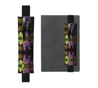 WZYWHJ Black Fresh Grapes Picture Leather Pen Holder Bookmark - Elastic Clip for Notebooks & Journals with Adjustable Strap, Holds 2-3 Pens