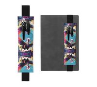 WZYWHJ Black Graffiti Vulture Prints Leather Pen Holder Bookmark - Elastic Clip for Notebooks & Journals with Adjustable Strap, Holds 2-3 Pens