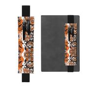 WZYWHJ Black Ink Tiger Prints Leather Pen Holder Bookmark - Elastic Clip for Notebooks & Journals with Adjustable Strap, Holds 2-3 Pens