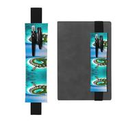 WZYWHJ Black Maldives Scenery Prints Leather Pen Holder Bookmark - Elastic Clip for Notebooks & Journals with Adjustable Strap, Holds 2-3 Pens