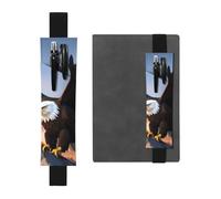 WZYWHJ Black Mighty Bald Eagle Pattern Leather Pen Holder Bookmark - Elastic Clip for Notebooks & Journals with Adjustable Strap, Holds 2-3 Pens