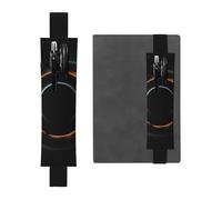 WZYWHJ Black Mysterious Cosmic Black Holes Pattern Leather Pen Holder Bookmark - Elastic Clip for Notebooks & Journals with Adjustable Strap, Holds 2-3 Pens