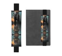 WZYWHJ Black Nano-Mech Hive Prints Leather Pen Holder Bookmark - Elastic Clip for Notebooks & Journals with Adjustable Strap, Holds 2-3 Pens