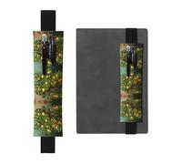 WZYWHJ Black Passion Fruit Tree Picture Leather Pen Holder Bookmark - Elastic Clip for Notebooks & Journals with Adjustable Strap, Holds 2-3 Pens