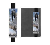 WZYWHJ Black Pegasus Pattern Leather Pen Holder Bookmark - Elastic Clip for Notebooks & Journals with Adjustable Strap, Holds 2-3 Pens