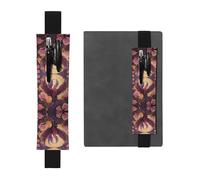 WZYWHJ Black Phoenix and Rose Picture Leather Pen Holder Bookmark - Elastic Clip for Notebooks & Journals with Adjustable Strap, Holds 2-3 Pens