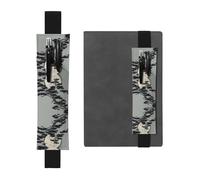 WZYWHJ Black Pine Tree Under The Moon Prints Leather Pen Holder Bookmark - Elastic Clip for Notebooks & Journals with Adjustable Strap, Holds 2-3 Pens