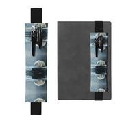 WZYWHJ Black Poor Polar Bear Looking at ice Picture Leather Pen Holder Bookmark - Elastic Clip for Notebooks & Journals with Adjustable Strap, Holds 2-3 Pens