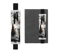 WZYWHJ Black Rhino Ink Splash Pattern Leather Pen Holder Bookmark - Elastic Clip for Notebooks & Journals with Adjustable Strap, Holds 2-3 Pens