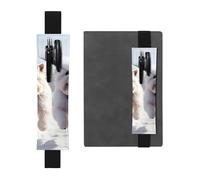 WZYWHJ Black Running Puppy Pattern Leather Pen Holder Bookmark - Elastic Clip for Notebooks & Journals with Adjustable Strap, Holds 2-3 Pens