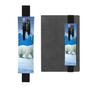 WZYWHJ Black Snowy Mountain Polar Bear Pattern Leather Pen Holder Bookmark - Elastic Clip for Notebooks & Journals with Adjustable Strap, Holds 2-3 Pens