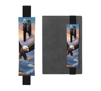 WZYWHJ Black Soaring Eagle Pattern Leather Pen Holder Bookmark - Elastic Clip for Notebooks & Journals with Adjustable Strap, Holds 2-3 Pens