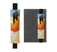 WZYWHJ Black Splash Basketball Pattern Leather Pen Holder Bookmark - Elastic Clip for Notebooks & Journals with Adjustable Strap, Holds 2-3 Pens