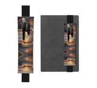 WZYWHJ Black Sunrise at The Seaside Picture Leather Pen Holder Bookmark - Elastic Clip for Notebooks & Journals with Adjustable Strap, Holds 2-3 Pens