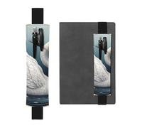 WZYWHJ Black Swan Pattern Leather Pen Holder Bookmark - Elastic Clip for Notebooks & Journals with Adjustable Strap, Holds 2-3 Pens