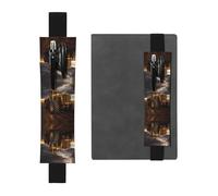 WZYWHJ Black Tractor in The Field Prints Leather Pen Holder Bookmark - Elastic Clip for Notebooks & Journals with Adjustable Strap, Holds 2-3 Pens