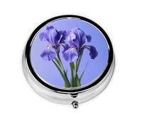WZYWHJ Bloom Purple Flower Printed Circular medicine box storage, portable travel with compartments, mini pill dispenser