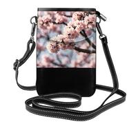 WZYWHJ Blooming Cherry Blossoms Pattern Women's leather phone bag crossbody package with adjustable shoulder strap