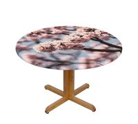 WZYWHJ Blooming Cherry Blossoms Printing Round Table Cloth Waterproof Resistant Wrinkle Resistant for Dining Table Decor Tablecloth