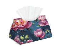 WZYWHJ Blooming Peonies prints Decorative storage box with rectangular leather tissue bag and bracket base