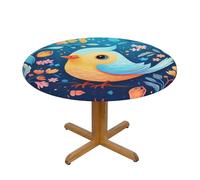 WZYWHJ Blue Cartoon Bird Printed Round Table Cloth Waterproof Resistant Wrinkle Resistant for Dining Table Decor Tablecloth