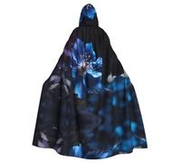 WZYWHJ Blue flowers in the dark Printing aldult Cosplay Poncho Hooded Cloak for men and women Halloween Party