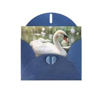 WZYWHJ Blue Holiday Greeting Card 6x4 in with Envelope for Christmas, Birthday, Valentine's Day, Party Invitation beautiful white swan Pattern