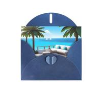 WZYWHJ Blue Holiday Greeting Card 6x4 in with Envelope for Christmas, Birthday, Valentine's Day, Party Invitation Love Island on the S Picture