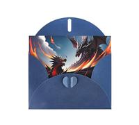 WZYWHJ Blue Holiday Greeting Card 6x4 in with Envelope for Christmas, Birthday, Valentine's Day, Party Invitation Double Dragon Battle Picture