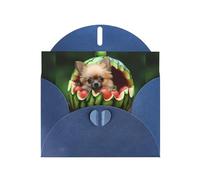 WZYWHJ Blue Holiday Greeting Card 6x4 in with Envelope for Christmas, Birthday, Valentine's Day, Party Invitation The puppy in the watermelon Printed