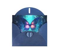WZYWHJ Blue Holiday Greeting Card 6x4 in with Envelope for Christmas, Birthday, Valentine's Day, Party Invitation Curious Butterfly Printed
