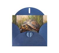 WZYWHJ Blue Holiday Greeting Card 6x4 in with Envelope for Christmas, Birthday, Valentine's Day, Party Invitation The turtle crawling into the swamp Printed