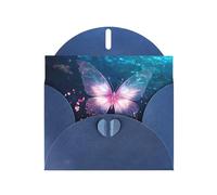 WZYWHJ Blue Holiday Greeting Card 6x4 in with Envelope for Christmas, Birthday, Valentine's Day, Party Invitation Crystal butterfly in water Printed