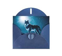 WZYWHJ Blue Holiday Greeting Card 6x4 in with Envelope for Christmas, Birthday, Valentine's Day, Party Invitation Wolf on snowy mountain Printing