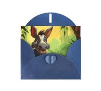 WZYWHJ Blue Holiday Greeting Card 6x4 in with Envelope for Christmas, Birthday, Valentine's Day, Party Invitation Cute donkey Printed
