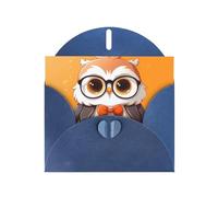 WZYWHJ Blue Holiday Greeting Card 6x4 in with Envelope for Christmas, Birthday, Valentine's Day, Party Invitation Clever Owl Picture