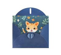 WZYWHJ Blue Holiday Greeting Card 6x4 in with Envelope for Christmas, Birthday, Valentine's Day, Party Invitation Cute kitty Printed