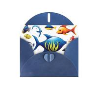 WZYWHJ Blue Holiday Greeting Card 6x4 in with Envelope for Christmas, Birthday, Valentine's Day, Party Invitation sea water animals Printing