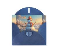 WZYWHJ Blue Holiday Greeting Card 6x4 in with Envelope for Christmas, Birthday, Valentine's Day, Party Invitation Snowman on ice Printed