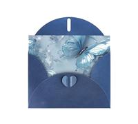 WZYWHJ Blue Holiday Greeting Card 6x4 in with Envelope for Christmas, Birthday, Valentine's Day, Party Invitation Crystal Butterfly Printed
